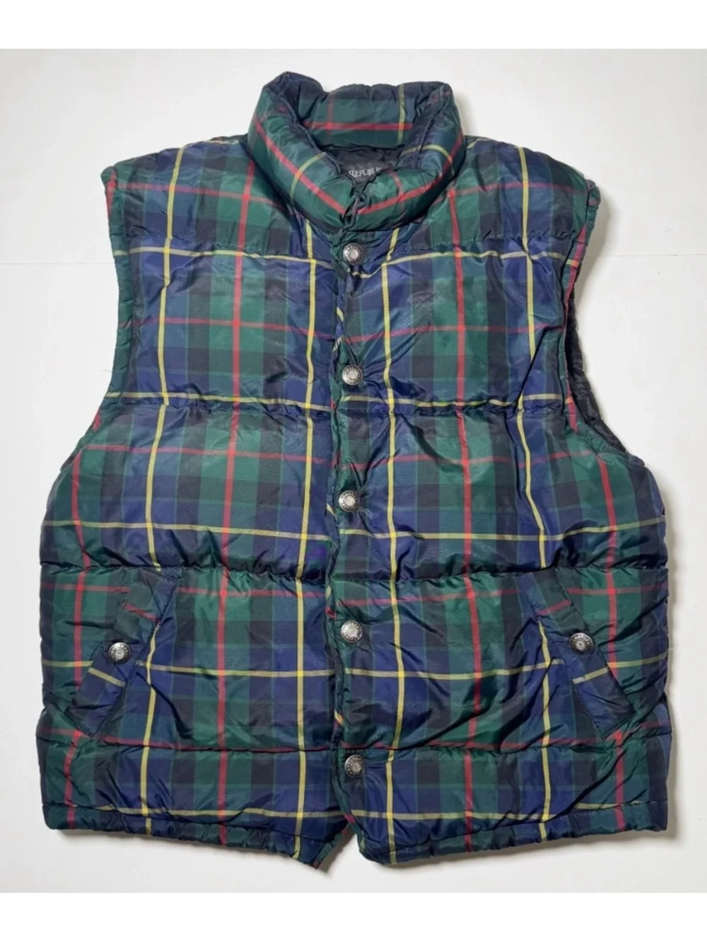 Banana Republic Vintage Plaid Puffer Vest